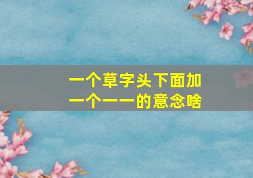 一个草字头下面加一个一一的意念啥