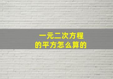 一元二次方程的平方怎么算的