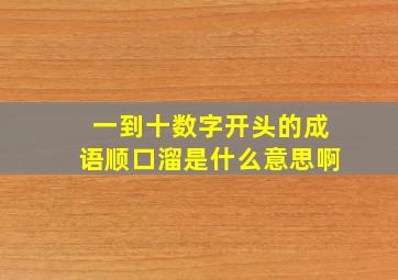 一到十数字开头的成语顺口溜是什么意思啊