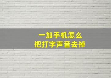 一加手机怎么把打字声音去掉