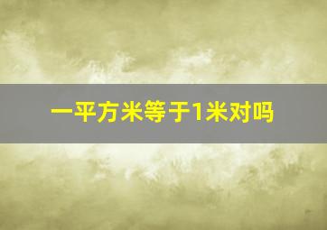 一平方米等于1米对吗