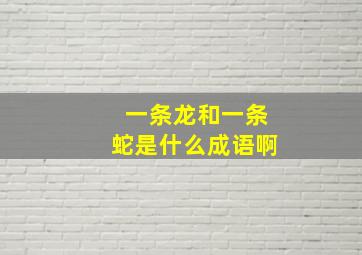 一条龙和一条蛇是什么成语啊