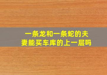 一条龙和一条蛇的夫妻能买车库的上一层吗