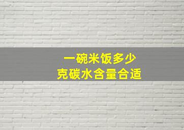 一碗米饭多少克碳水含量合适