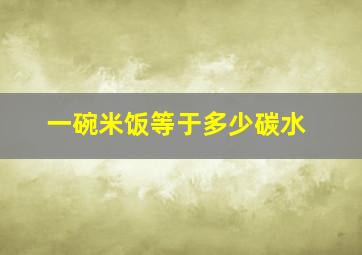 一碗米饭等于多少碳水