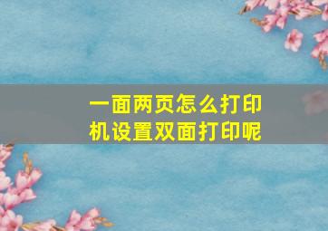 一面两页怎么打印机设置双面打印呢