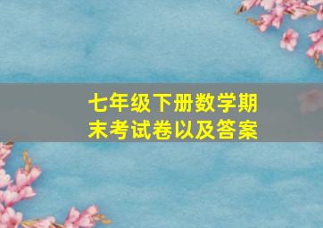 七年级下册数学期末考试卷以及答案