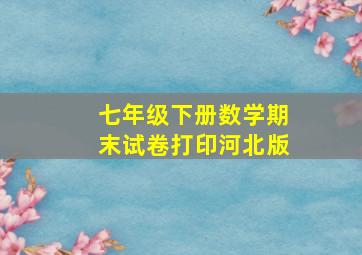 七年级下册数学期末试卷打印河北版