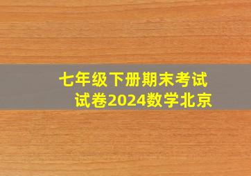 七年级下册期末考试试卷2024数学北京