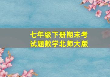 七年级下册期末考试题数学北师大版