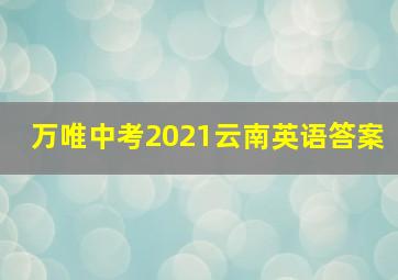 万唯中考2021云南英语答案