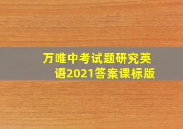 万唯中考试题研究英语2021答案课标版