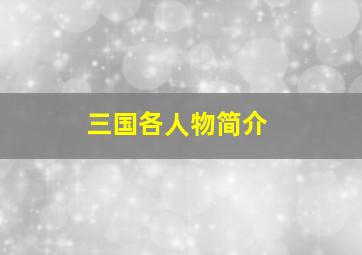 三国各人物简介