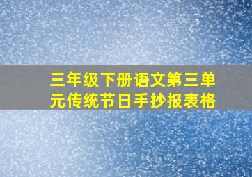 三年级下册语文第三单元传统节日手抄报表格