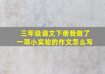 三年级语文下册我做了一项小实验的作文怎么写