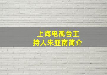 上海电视台主持人朱亚南简介