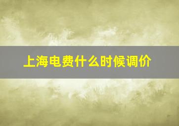 上海电费什么时候调价