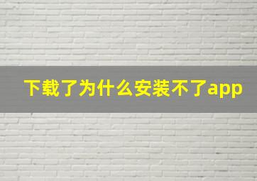 下载了为什么安装不了app