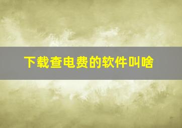 下载查电费的软件叫啥