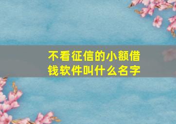 不看征信的小额借钱软件叫什么名字