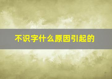 不识字什么原因引起的