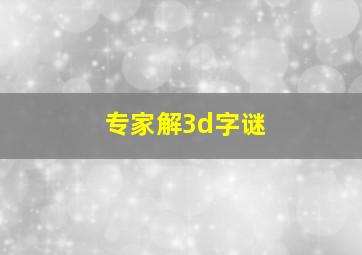 专家解3d字谜