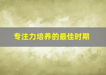 专注力培养的最佳时期