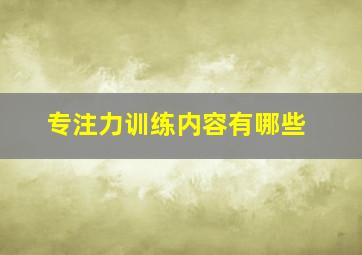 专注力训练内容有哪些