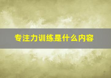 专注力训练是什么内容