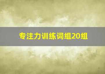 专注力训练词组20组