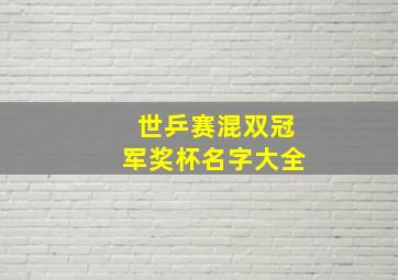 世乒赛混双冠军奖杯名字大全