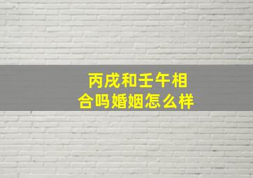 丙戌和壬午相合吗婚姻怎么样