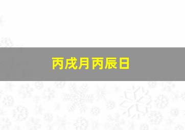 丙戌月丙辰日