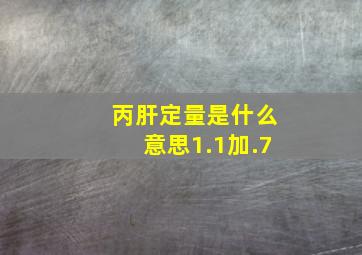 丙肝定量是什么意思1.1加.7