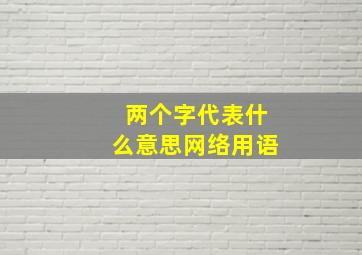 两个字代表什么意思网络用语