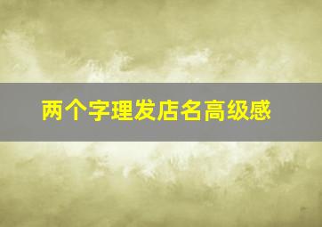 两个字理发店名高级感