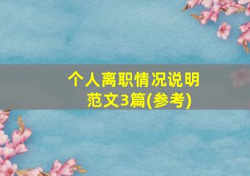 个人离职情况说明范文3篇(参考)