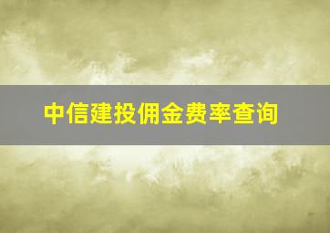 中信建投佣金费率查询