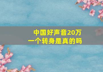 中国好声音20万一个转身是真的吗