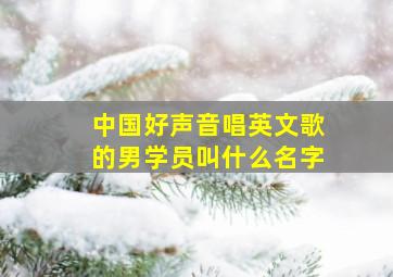 中国好声音唱英文歌的男学员叫什么名字