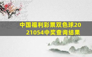 中国福利彩票双色球2021054中奖查询结果