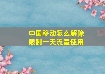 中国移动怎么解除限制一天流量使用