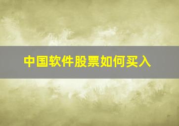 中国软件股票如何买入