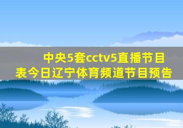 中央5套cctv5直播节目表今日辽宁体育频道节目预告