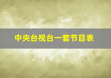 中央台视台一套节目表