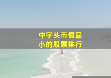 中字头市值最小的股票排行