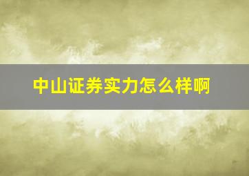 中山证券实力怎么样啊