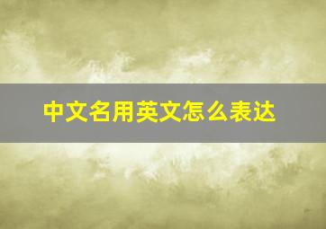 中文名用英文怎么表达