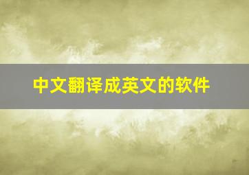 中文翻译成英文的软件