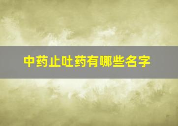 中药止吐药有哪些名字